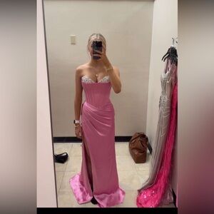 Gianni Bini Strapless Pink Dress with Embellished Bodice